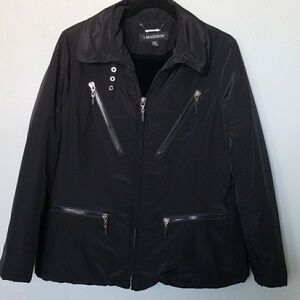 1 Madison Fur lining Mobwife Minimalist zip up black Jacket Coat size large